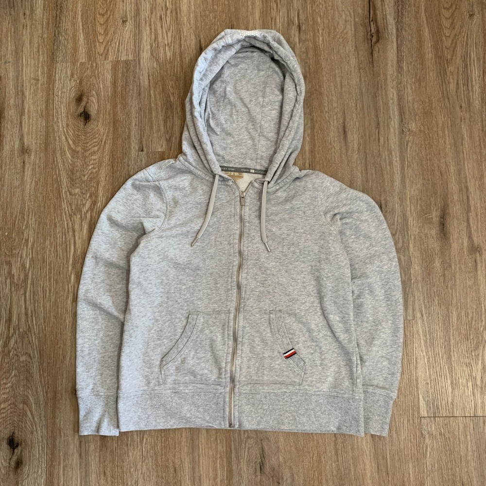 Vintage Tommy Hilfiger sport zip up hoodie sweatshirt in gray - size small women